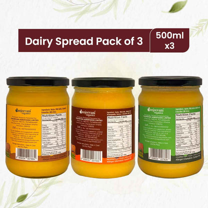 Barsana Magic and Three jars of dairy spread with labels on a white background