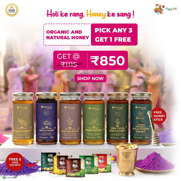 Pick Any Honey 3 at ₹850 | Get 1 Free Honey & 1 Honey Stick