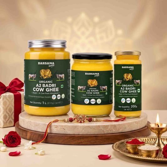 Organic A2 Badri Cow Ghee - Pack of 3 - 200g, 500ml, 1L