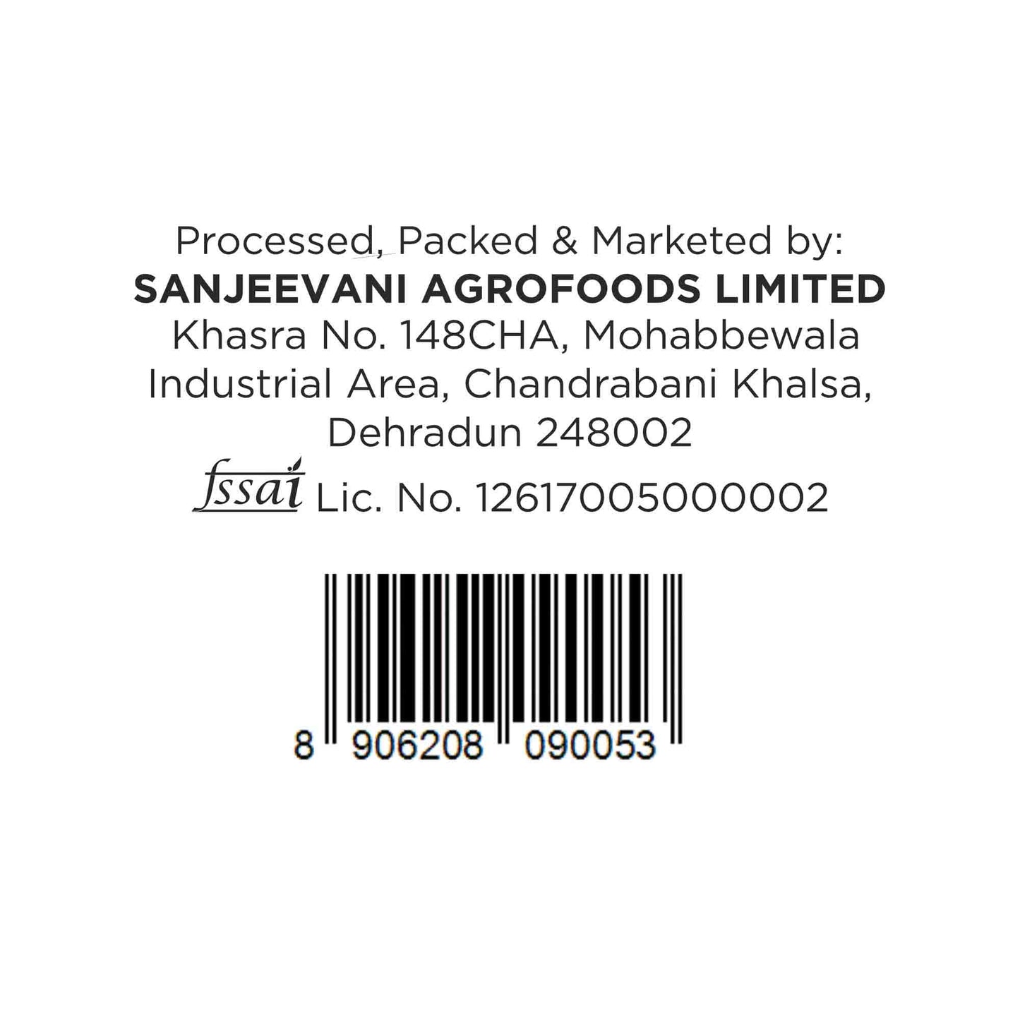 Barsana Magic and Label with Sanjeevani Agrofoods Limited information and a barcode on a white background