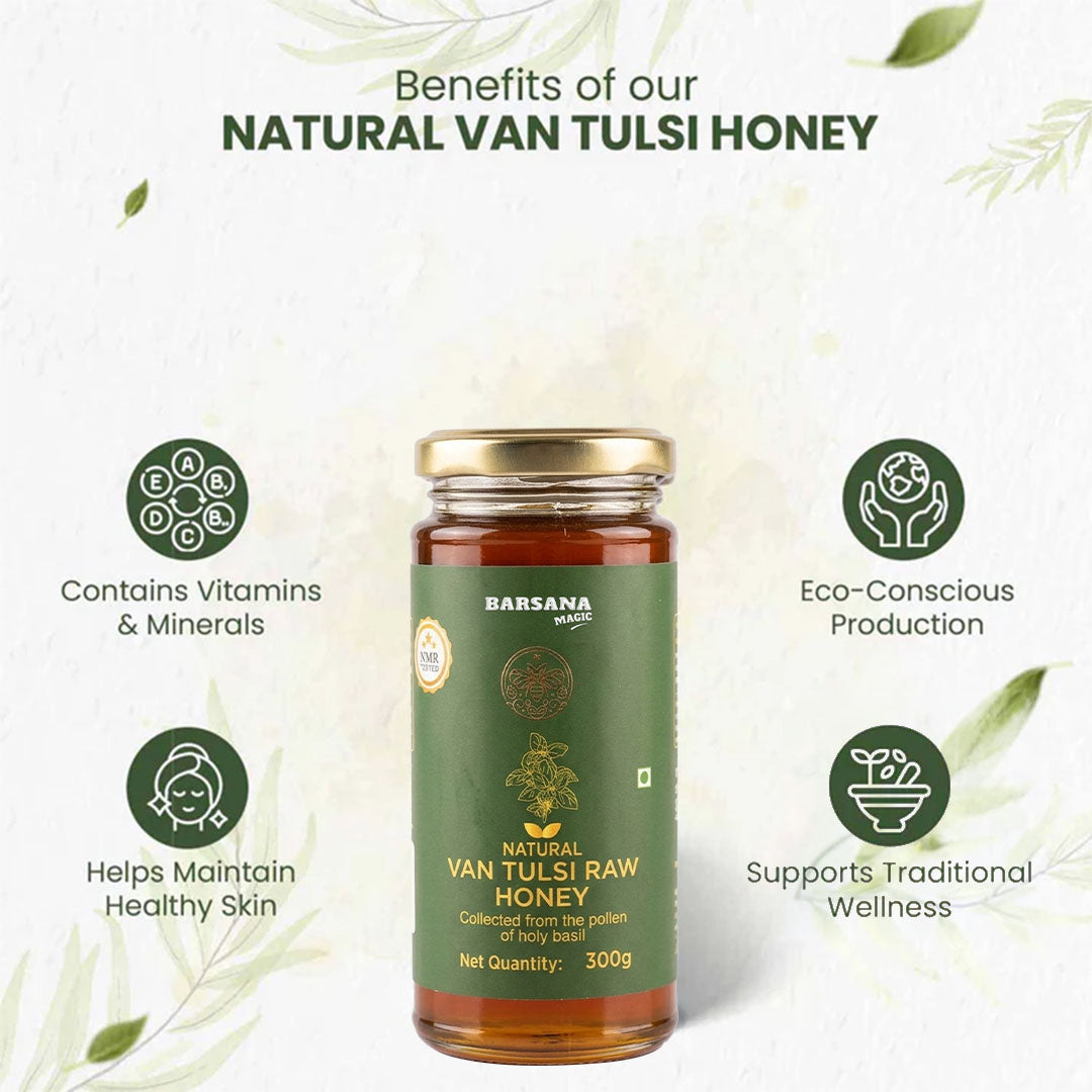 Organic Bilona Cow Ghee and Natural Van Tulsi Raw Honey (Pack of 2)