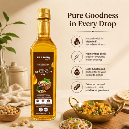 Cold Pressed Organic Groundnut Oil 1L