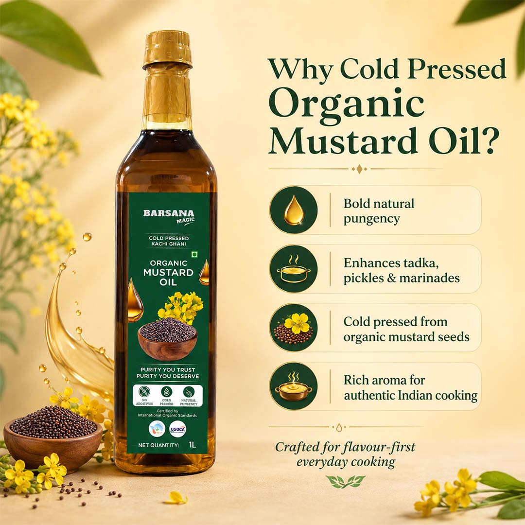 Cold Pressed Kachi Ghani Organic Mustard Oil 1L