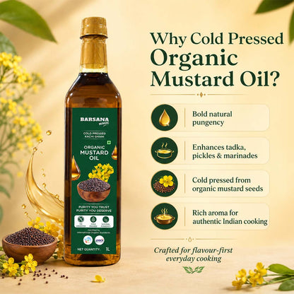 Cold Pressed Kachi Ghani Organic Mustard Oil 1L