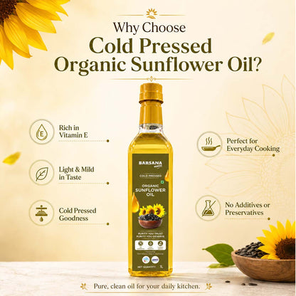 Cold Pressed Sunflower Oil 1L | Certified Organic