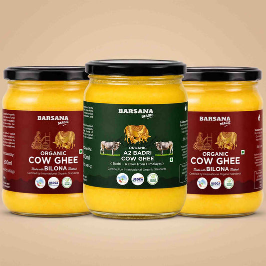 Organic A2 Badri Cow Ghee 1pc. + Organic Bilona Cow Ghee 2pcs.( Pack of 3 )