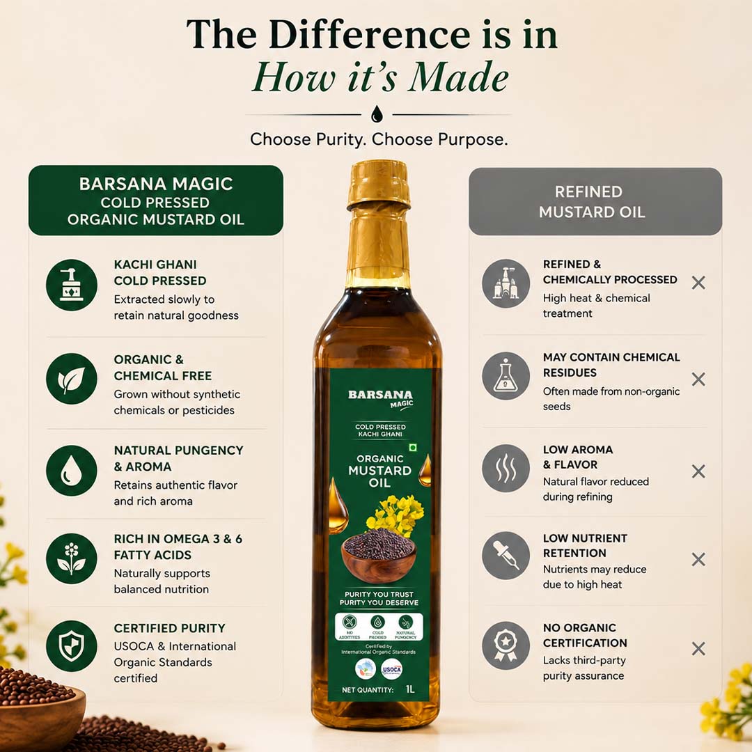 Cold Pressed Kachi Ghani Organic Mustard Oil 1L