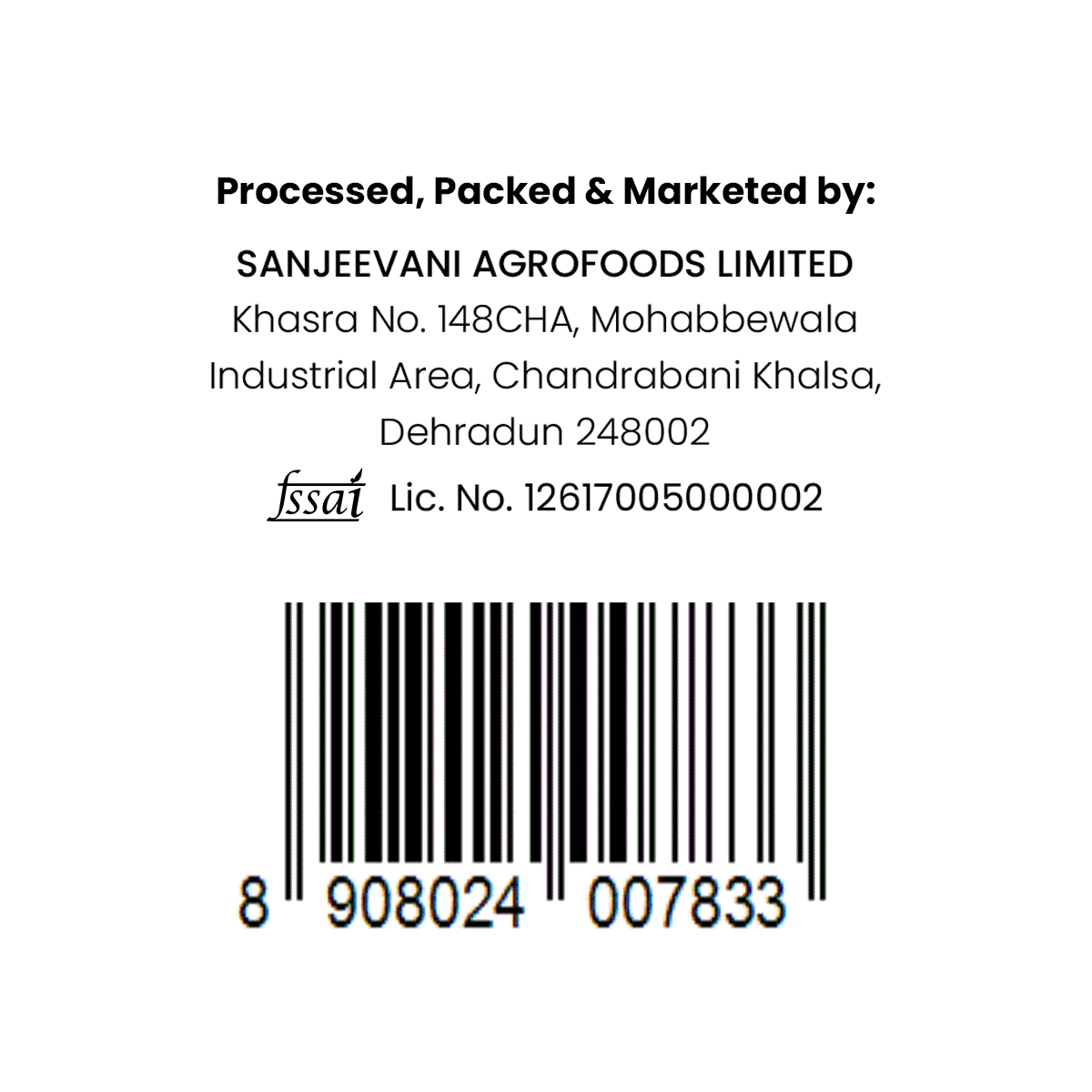 Barsana Magic and Organic Herbal Dairy Spread - 500ml*2 (Buy 1 & Get 1 Free)Sanjeevani Agrofoods Limited label with contact information and barcode on a white background