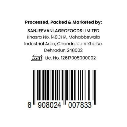 Barsana Magic and Organic Herbal Dairy Spread - 500ml*2 (Buy 1 & Get 1 Free)Sanjeevani Agrofoods Limited label with contact information and barcode on a white background