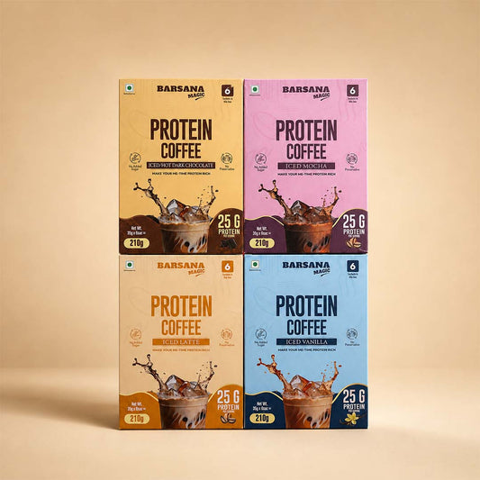 Assorted Whey Protein Coffee Pack -24 sachets| Vanilla, Mocha, Latte and Chocolate | 4 Flavour Combo