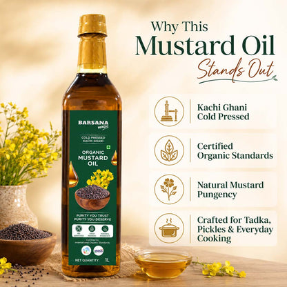 Cold Pressed Kachi Ghani Organic Mustard Oil 1L