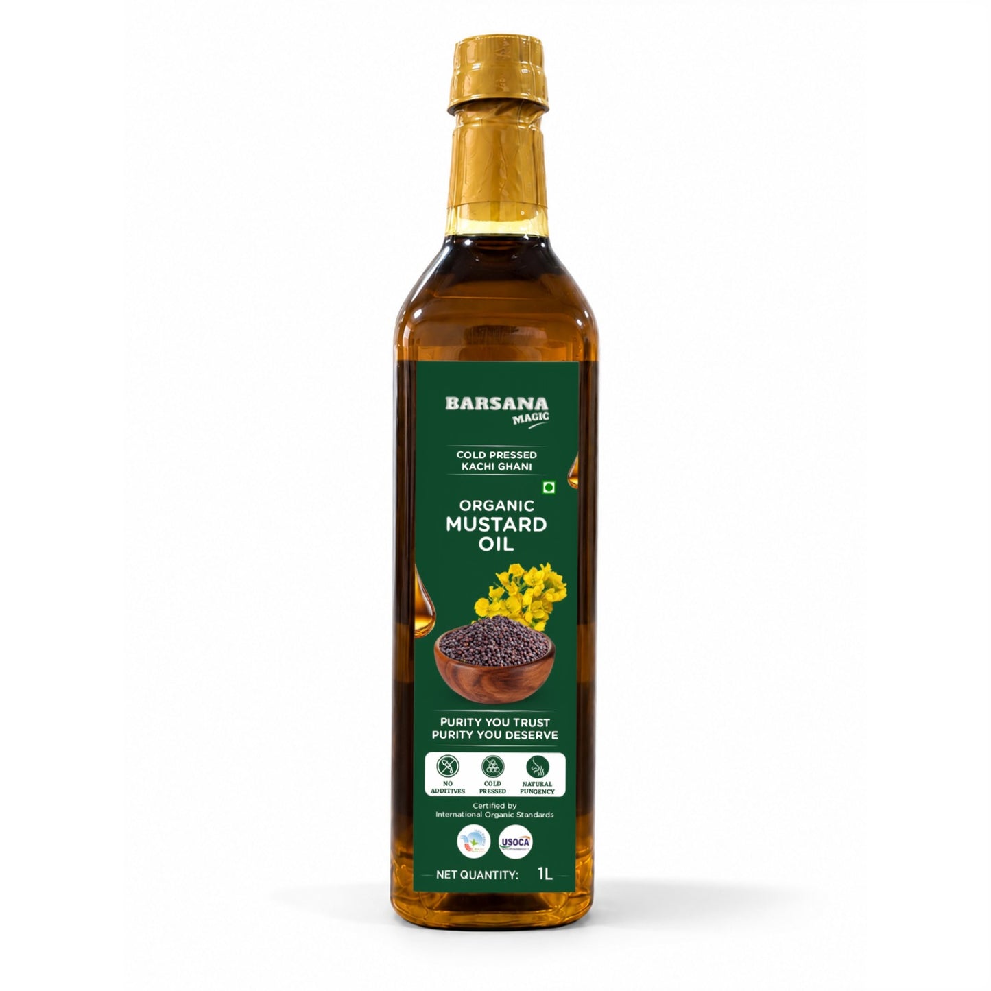 Cold Pressed Kachi Ghani Organic Mustard Oil 1L