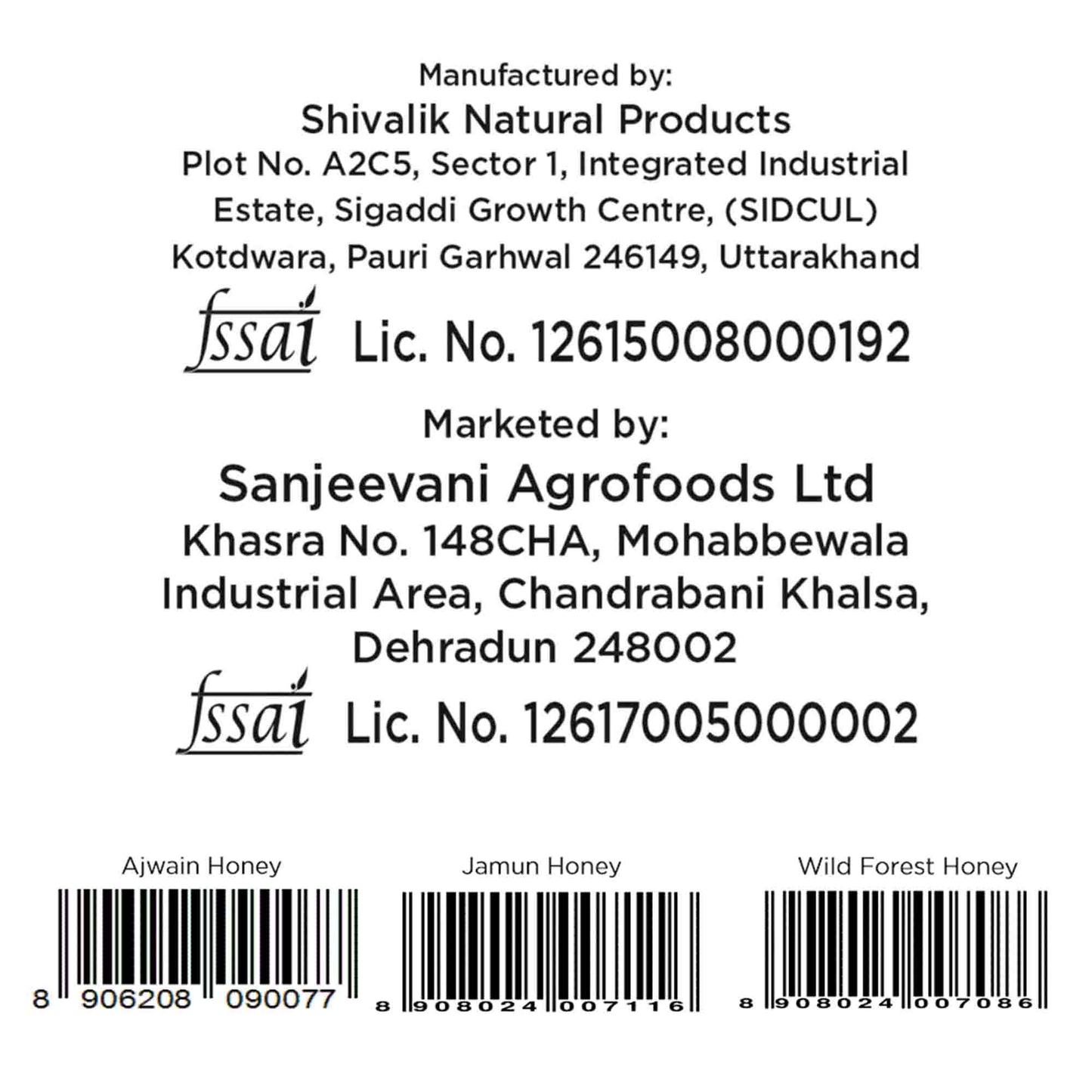 Barsana Magic and Product label with manufacturing and marketing information for Shivalik Natural Products and Sanjeevani Agrofoods Ltd.