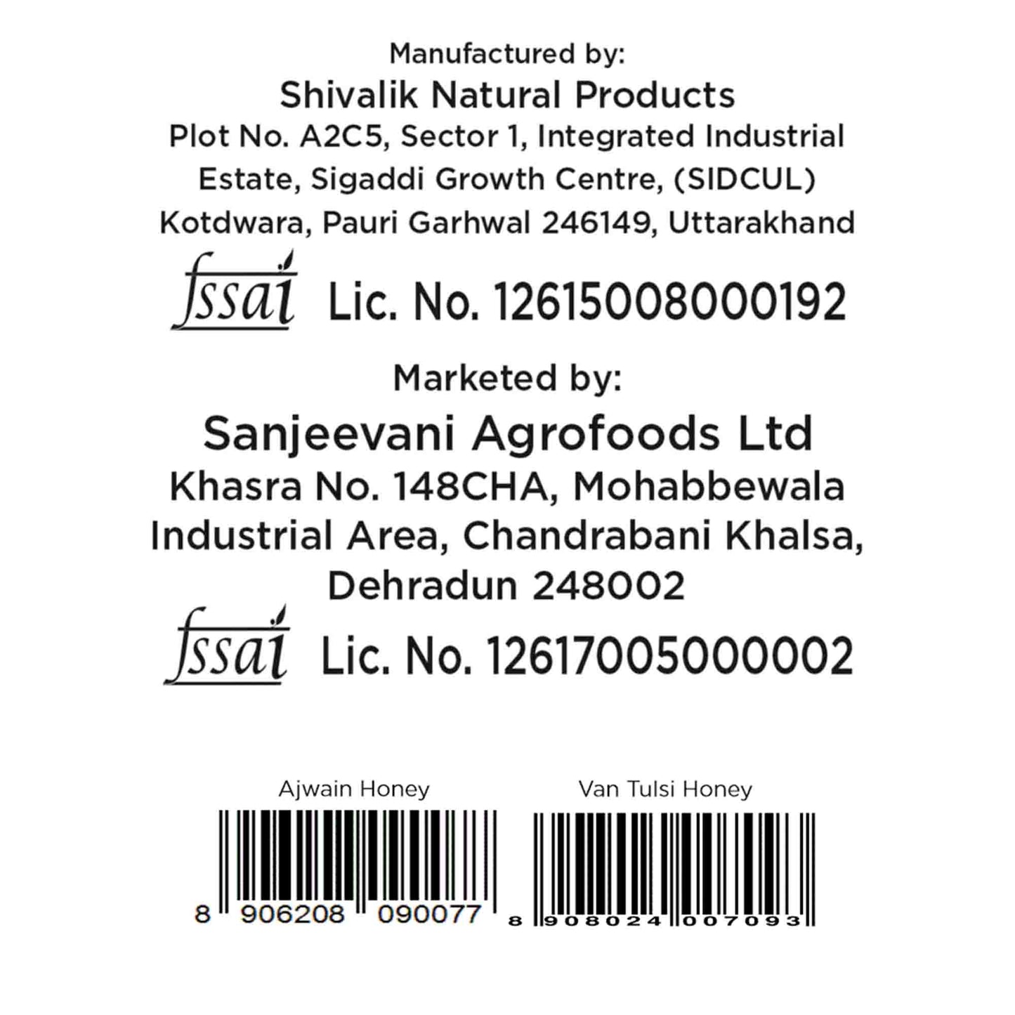 Natural Ajwain Honey and Van Tulsi Raw Honey (Pack of 2) - Get Free  5 Sachets & Honey Stick