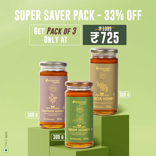 Barsana Magic and Pure Natural Raw Mustard Cream Honey and Acacia Honey, Raw Mono-floral Unfiltered and  Neem Honey Online in India