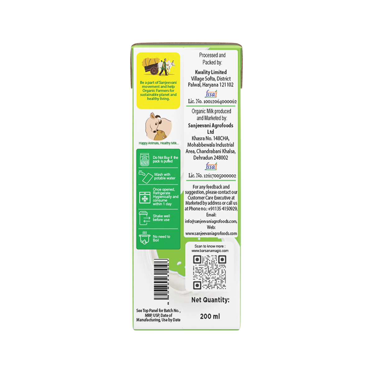Organic Cow Milk Stay Fit Milk 200ML (24pc. in One Carton Box)