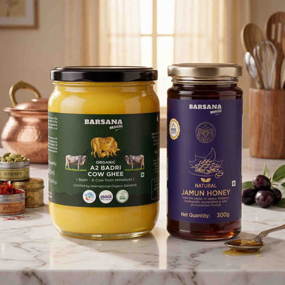 Organic A2 Badri Cow Ghee and Natural Jamun Honey (Pack of 2)