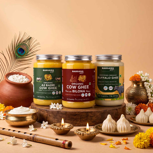 Organic A2 Badri, Bilona, Buffalo Ghee - Pack of 3 - 1L