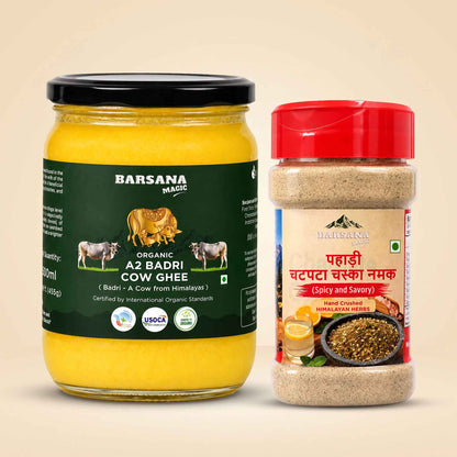 Organic A2 Badri Cow Ghee and Pahadi Chatpata Chaska Combo