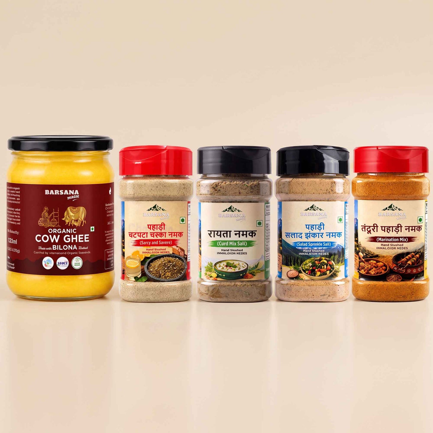 Organic Bilona Cow Ghee 500ml + Himalayan Pahadi Namak Pack of 4