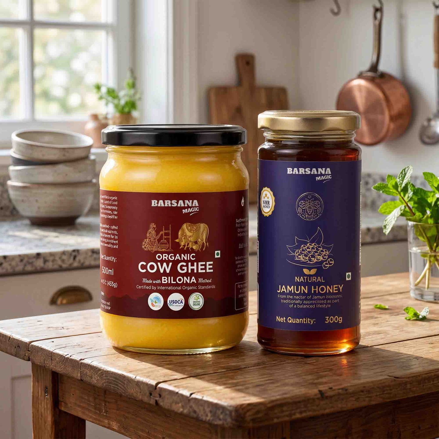 Organic Bilona Cow Ghee and Natural Jamun Honey (Pack of 2)