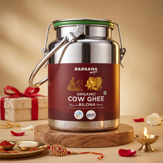 Organic Bilona Cow Ghee Dolchi 2.5L | Stainless Steel Family Saver Pack