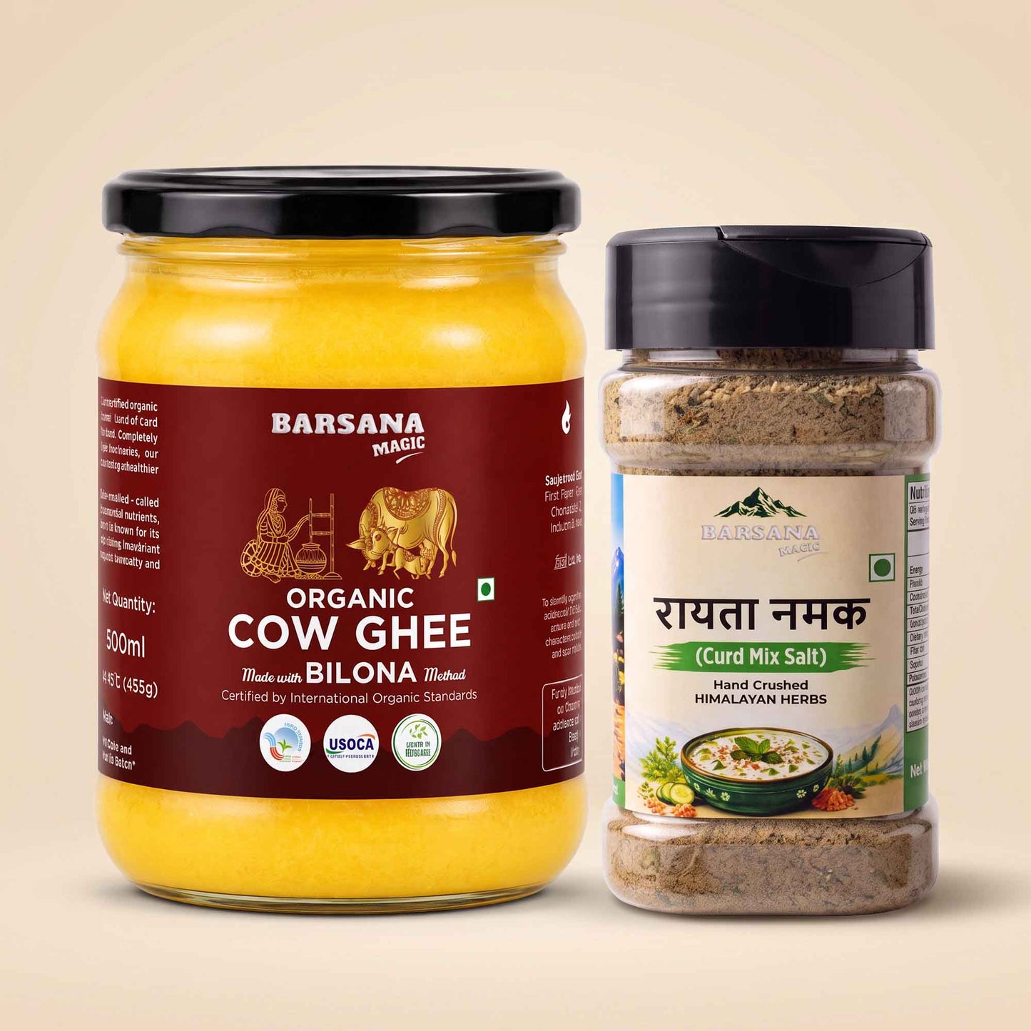 Organic Bilona Cow Ghee and Raita Namak Combo