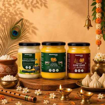 Organic A2 Badri, Bilona, Buffalo Ghee - Pack of 3 - 500ml