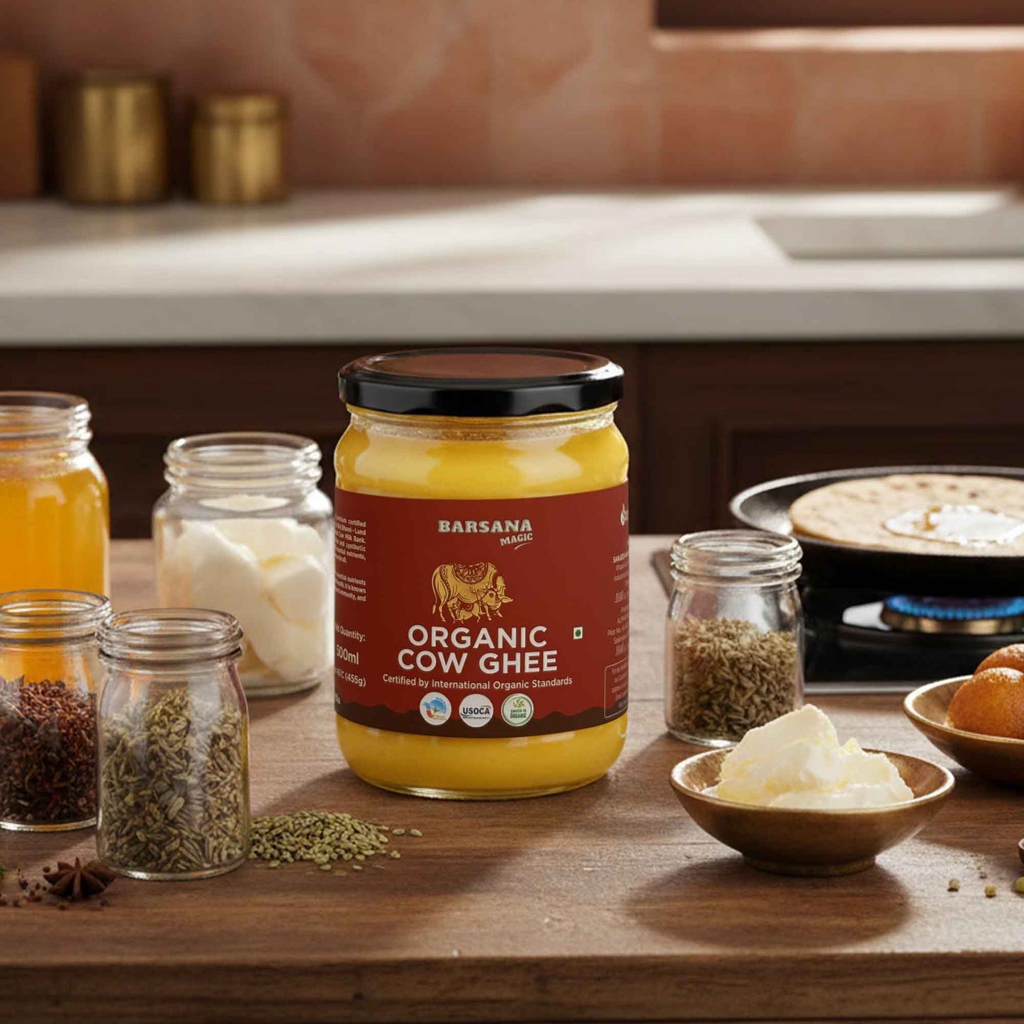 Barsana Magic and 1 glass jar of organic cow ghee with 500ml jar