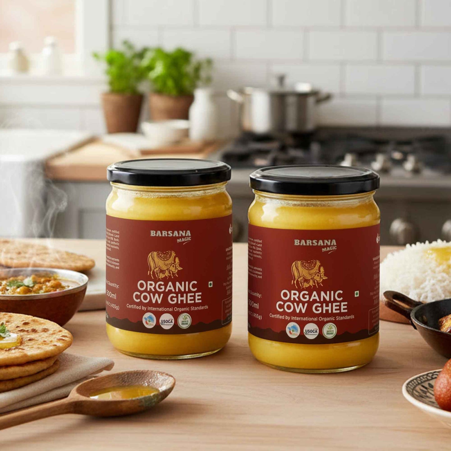 Barsana Magic and 2 glass jar of organic cow ghee with 500ml jar
