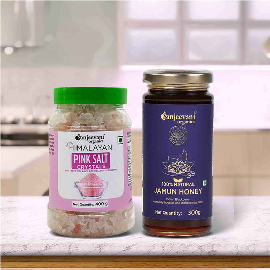 Barsana Magic and Two jars of Sanjeevani Organics products on a kitchen counter.