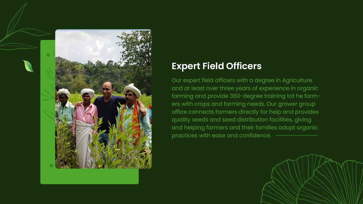Field officers training farmer families in organic practices