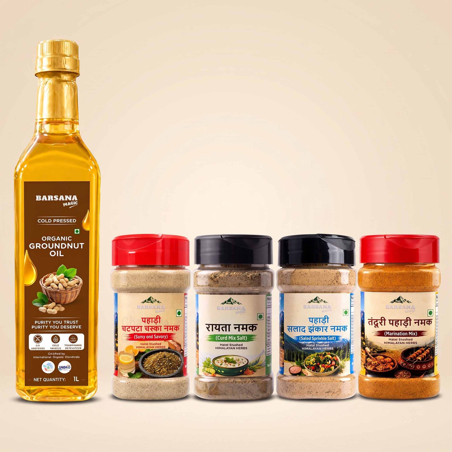 Organic Groundnut Oil 1L + Himalayan Pahadi Namak Combo