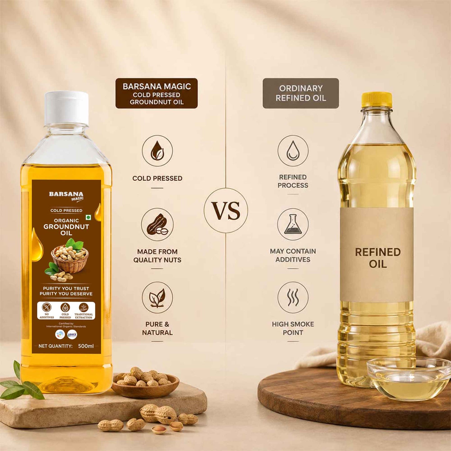 Cold Pressed Organic Groundnut Oil 500ml