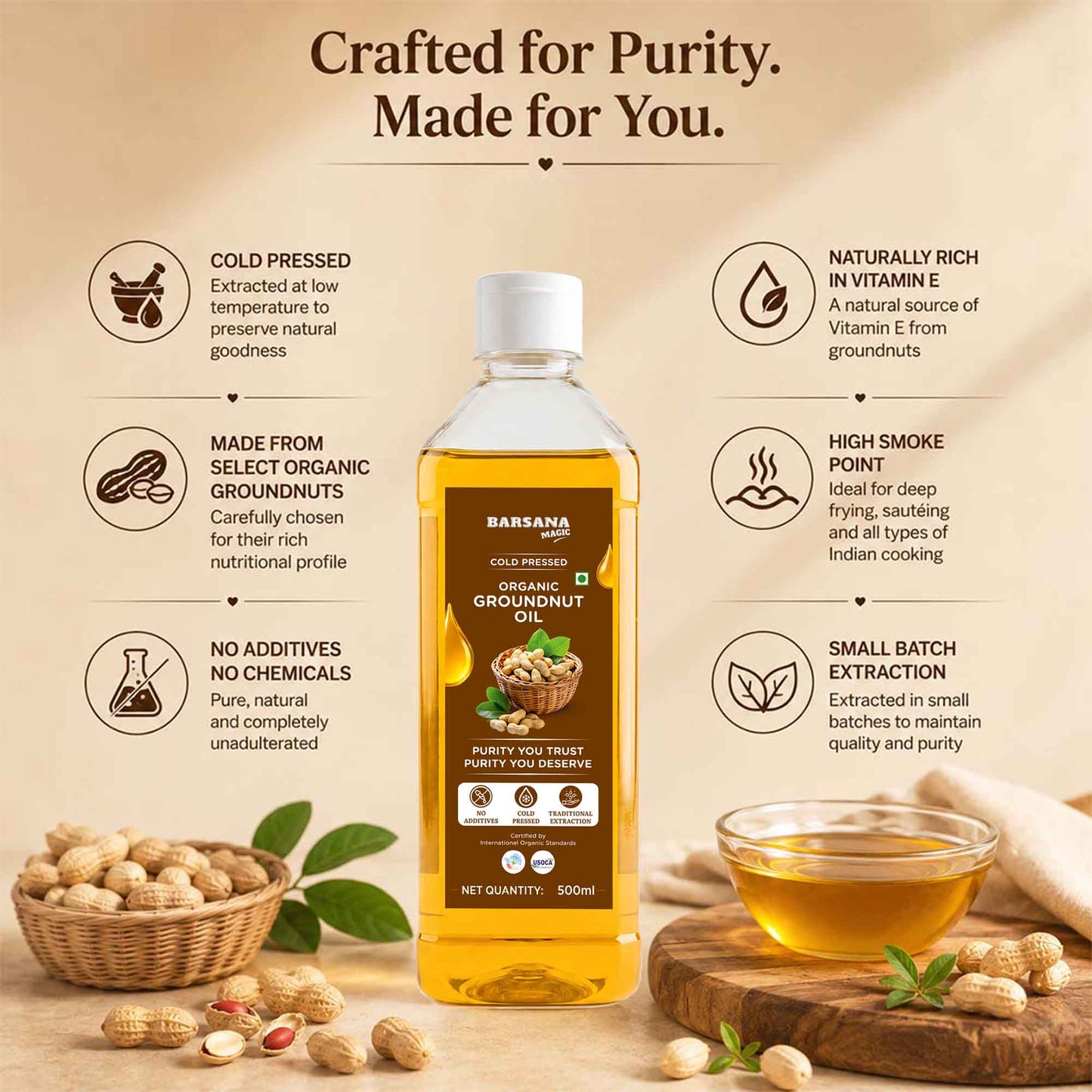 Cold Pressed Organic Groundnut Oil 500ml