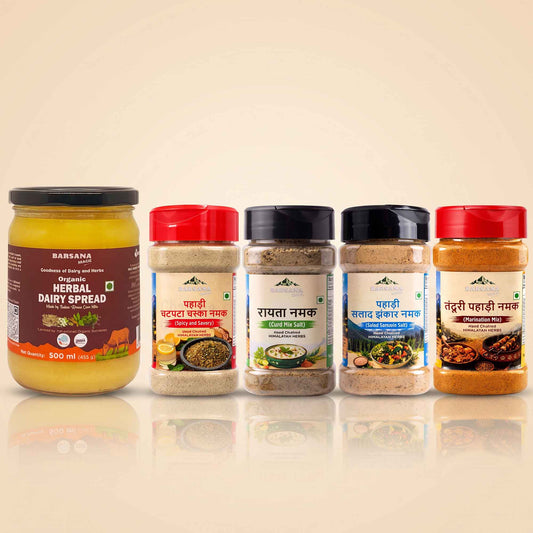 Organic Herbal Dairy Spread 500ml + Himalayan Pahadi Namak Pack of 4x100g