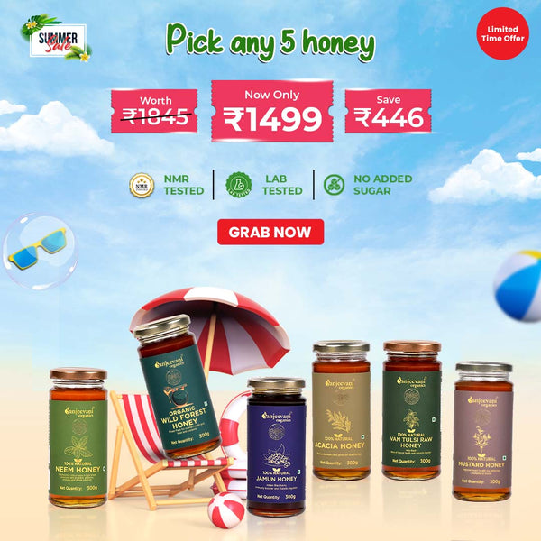 Pick Any Honey 5 at ₹1499 | Get 1 Free Himalayan Pink Salt 400g & 1 Honey Stick