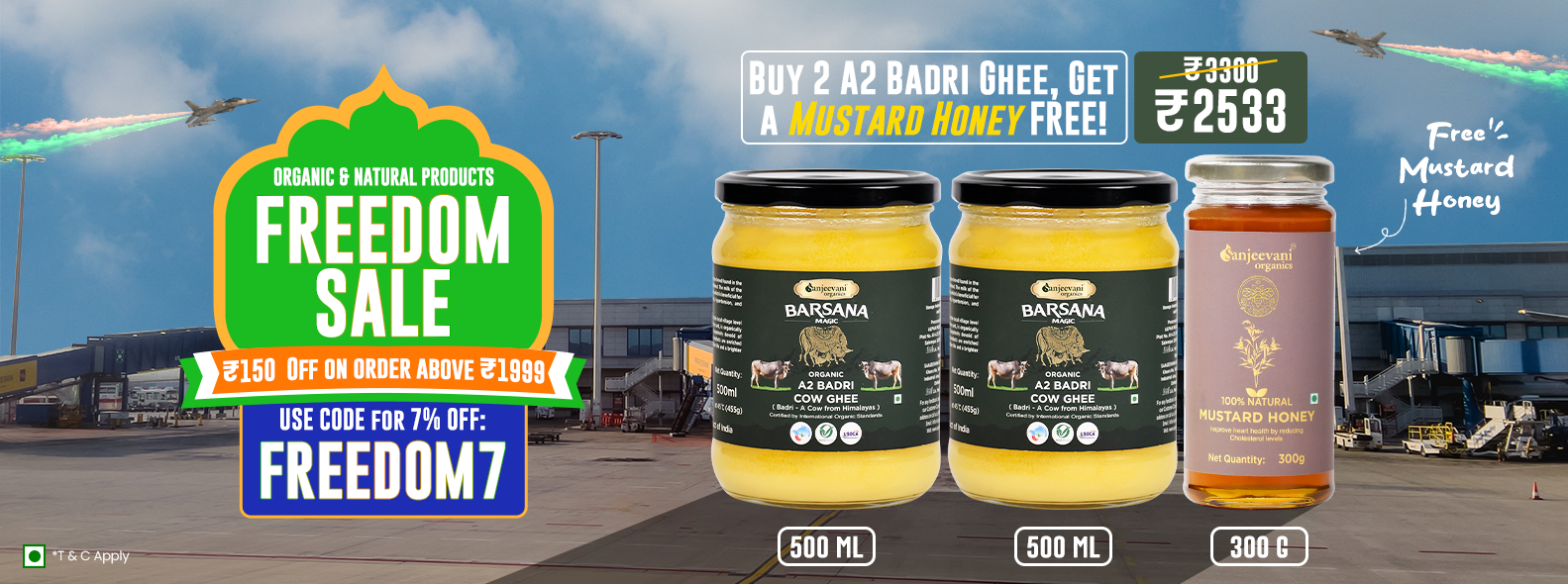 Barsana Magic Buy 2 A2 Badri Ghee and Get A Mustard Honey Free(300g)