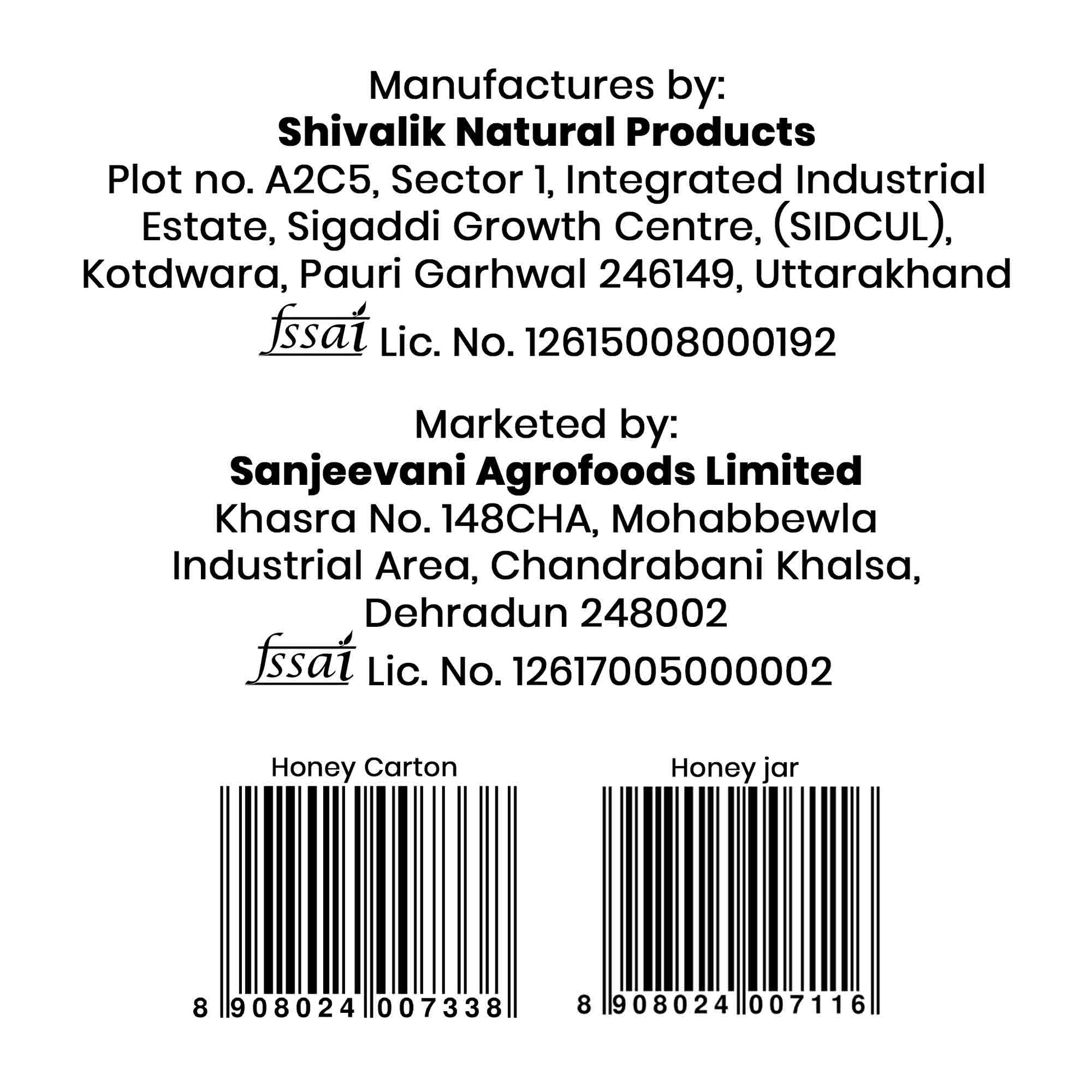 Barsana Magic and Product label with Shivalik Natural Products and Sanjeevani Agrofoods Limited information, including barcodes.