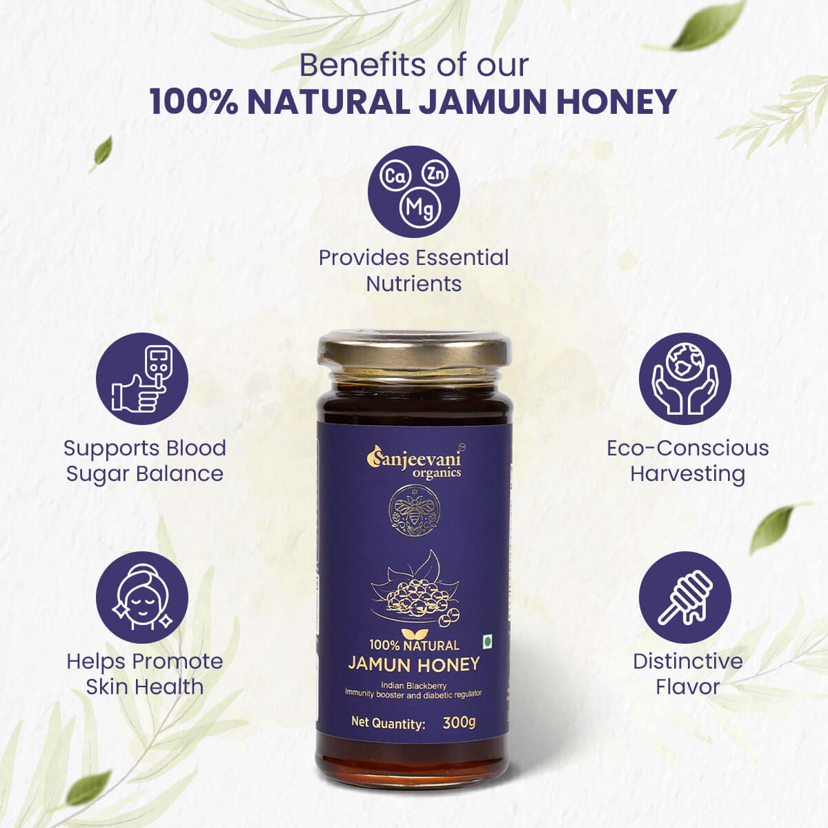 100% Natural Neem Honey + 100% Natural Van Tulsi Raw Honey + 100% Natural Jamun Honey ( Pack of 3 )