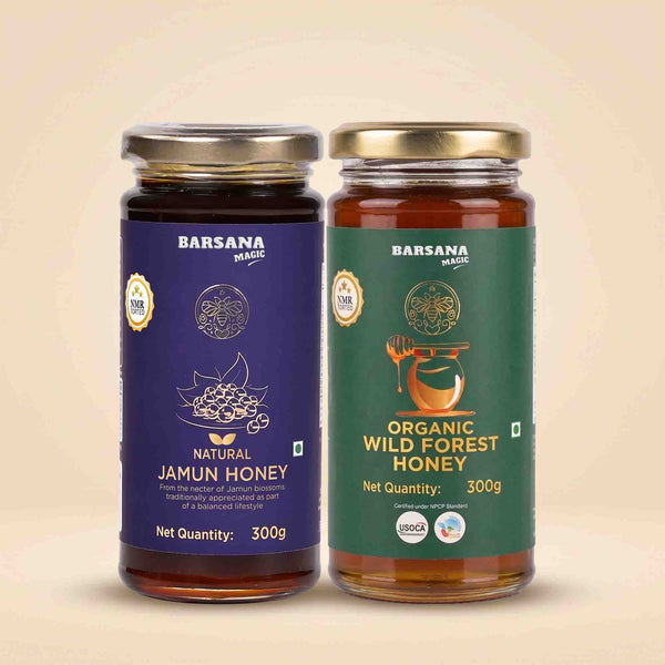 Organic Wild Forest Honey and Natural Jamun Honey (Pack of 2)