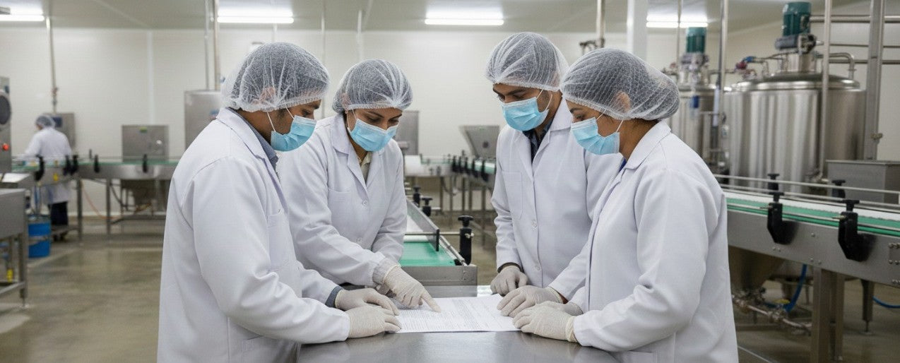 Barsana Magic and Group of people in a laboratory or factory setting, wearing protective gear.