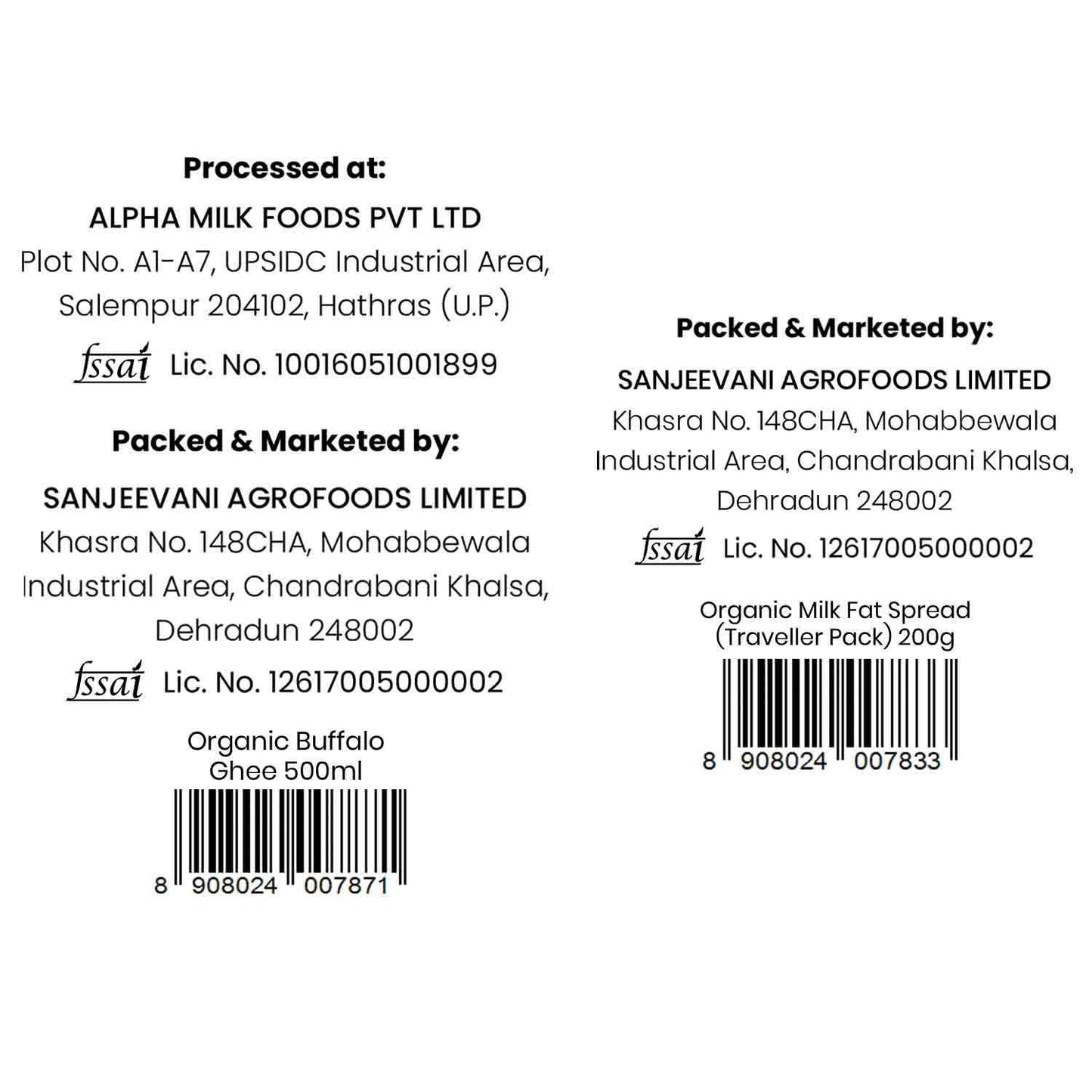 Barsana Magic and Back label of a product with processing and packaging details on a white background