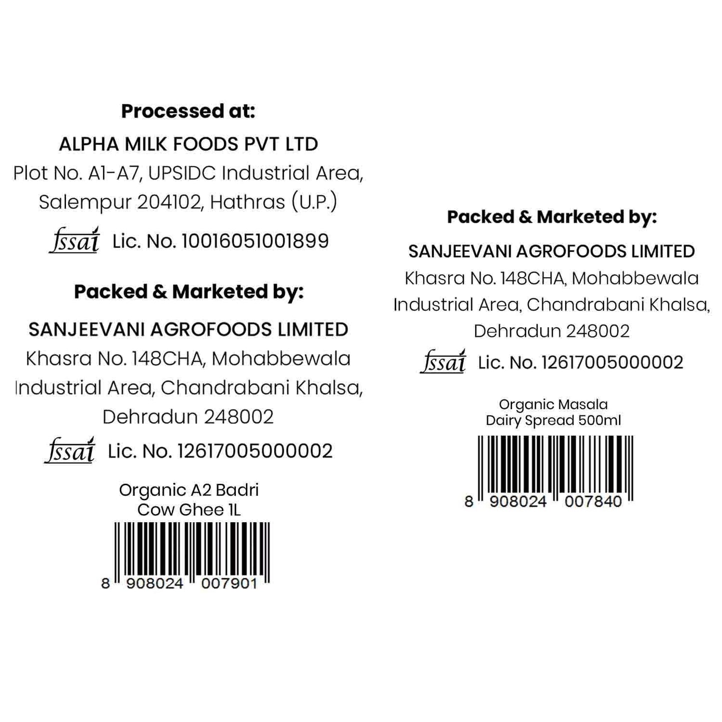 Barsana Magic and Product label with branding and contact information on a white background