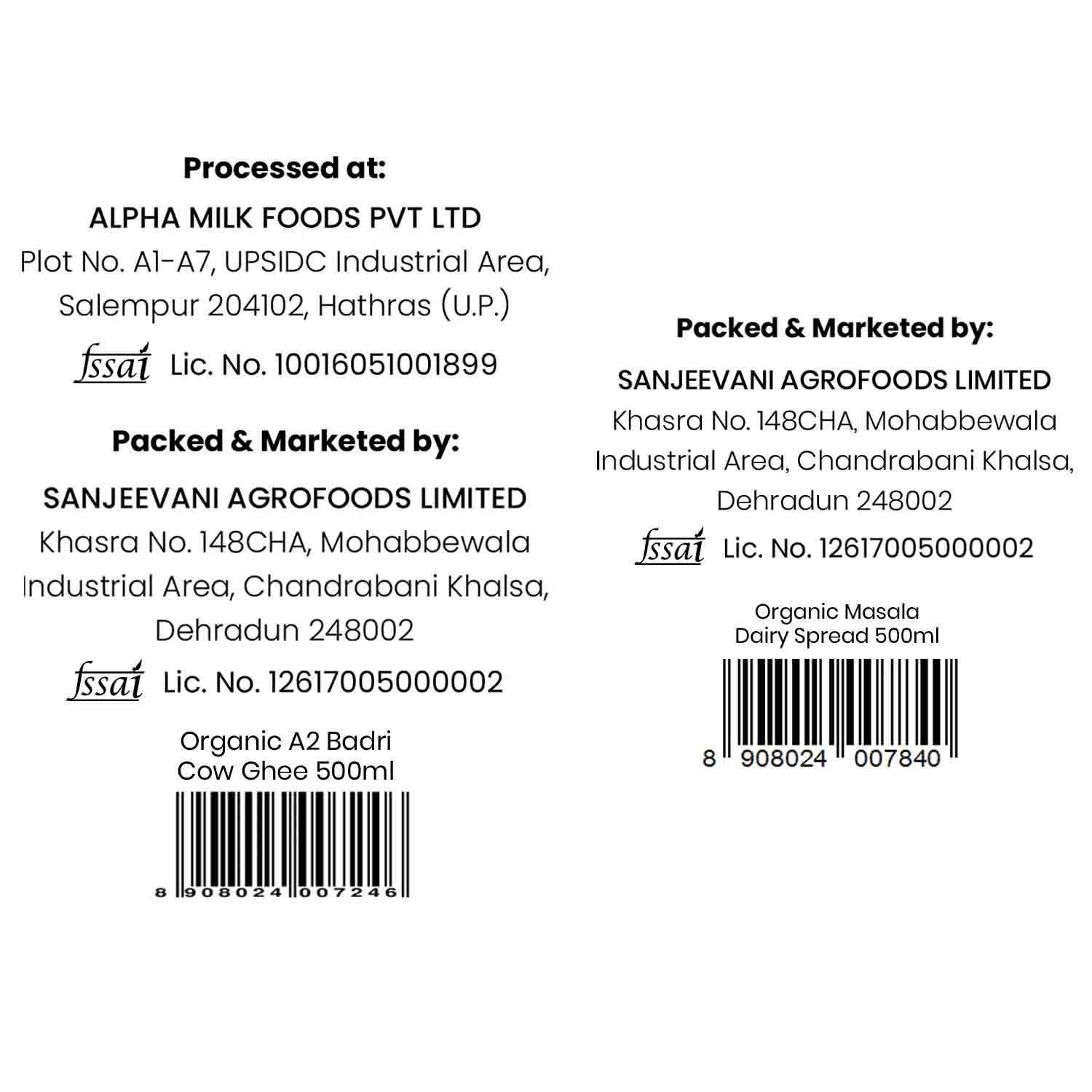 Barsana Magic and Product label with branding and contact information on a white background