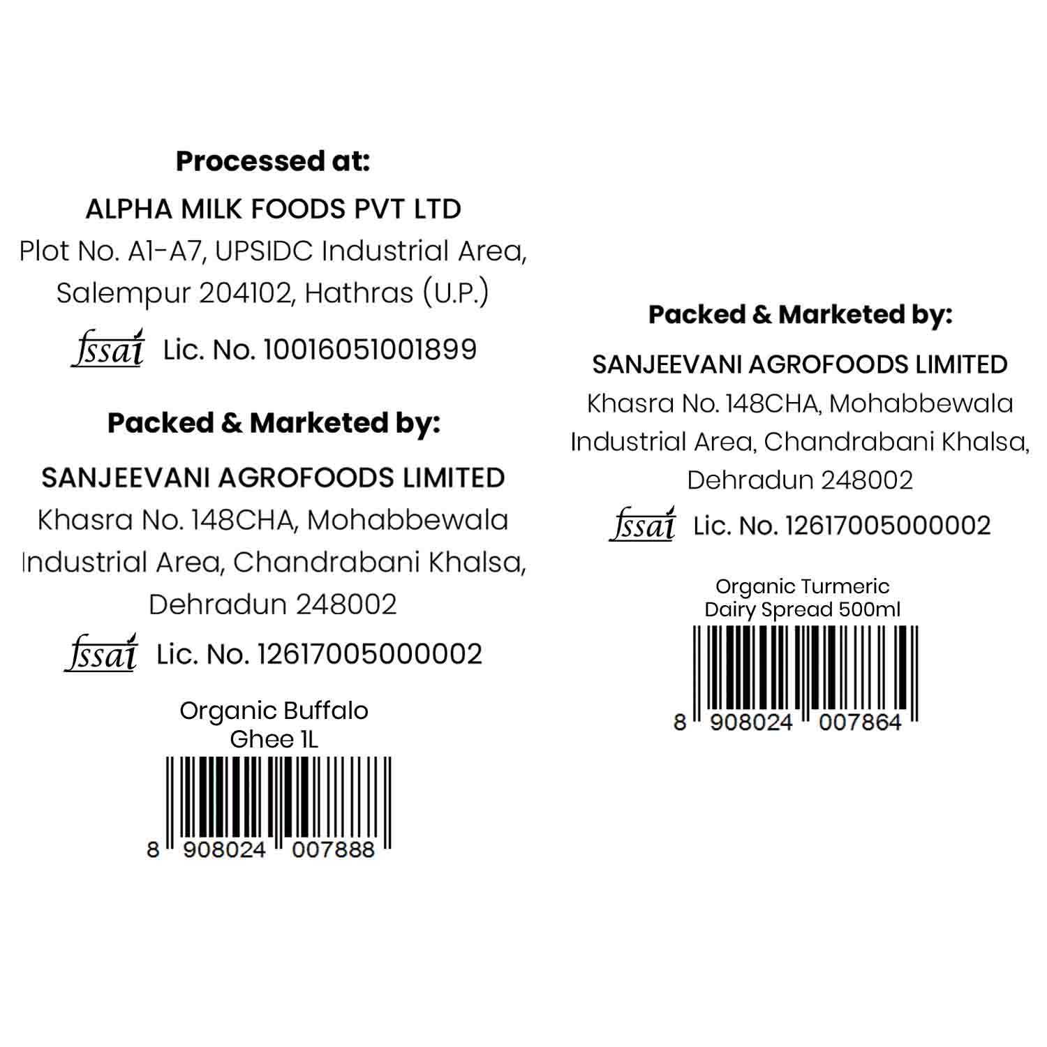 Barsana Magic and Back label of a product with processing and packaging details on a white background