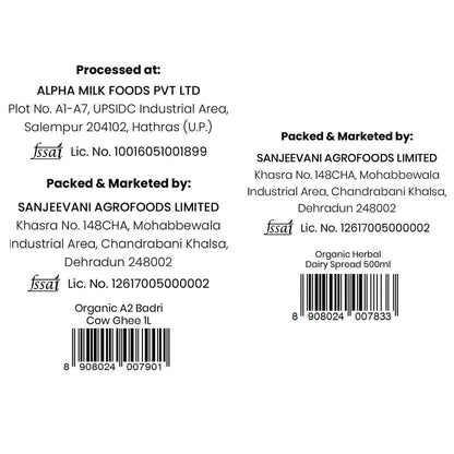 Barsana Magic and Product label with processing and packaging details at Alpha Milk Foods Pvt Ltd and Sanjeevani Agrofoods Limited.