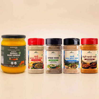 Organic Masala Dairy Spread 500ml + Himalayan Pahadi Namak Combo