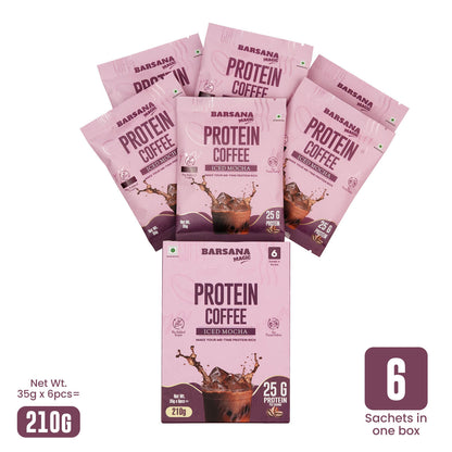 Barsana Magic and Protein Coffee packages on a white background