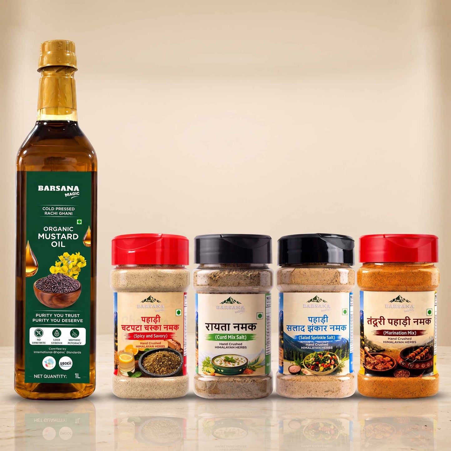 Organic Mustard Oil 1L + Himalayan Pahadi Namak Combo